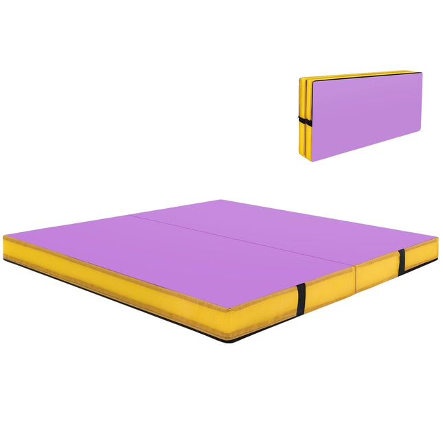 Klappbare Gymnastikmatte, 122x122x10 cm, Lila, EPE-Schaumstoff