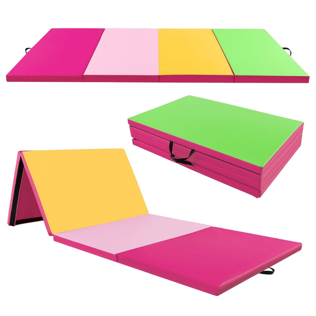 Tapis de gymnastique pliable, 300 x 117 x 5 cm, rose/vert
