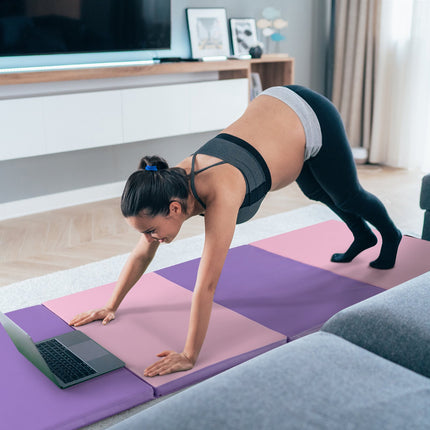 Tapis de gymnastique pliable 8x4x2, revêtement en PU, poignées