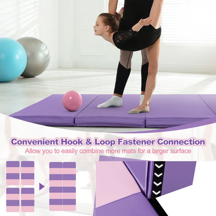 Tapis de gymnastique pliable 8x4x2, revêtement en PU, poignées