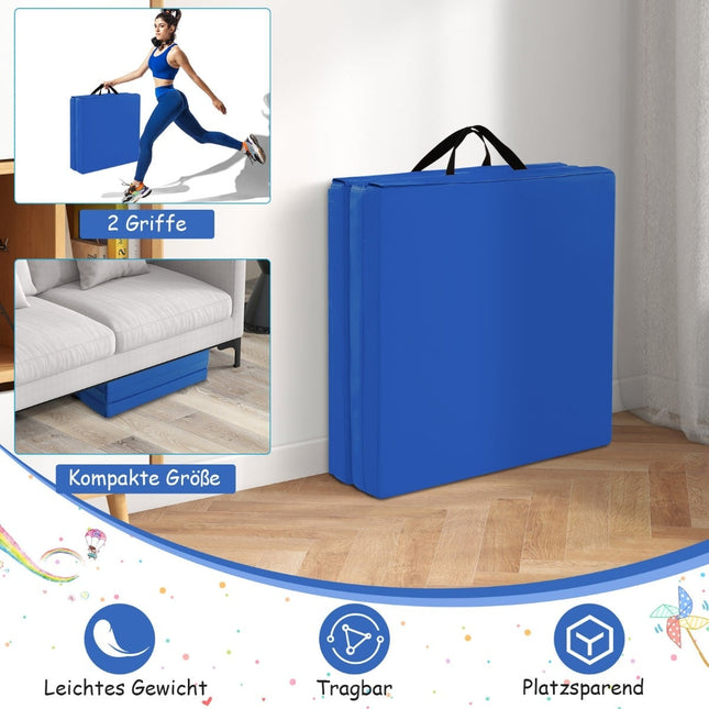 Klappbare Gymnastikmatte mit Tragegriffen, rutschfest, 180x60x5 cm