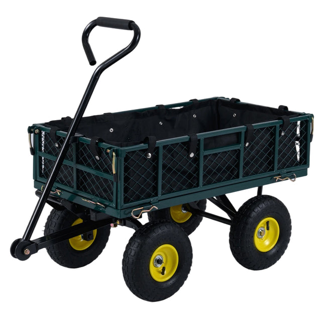 Faltbarer Hochleistungs-Metall-Gartenwagen, 408 kg Tragkraft, Grün