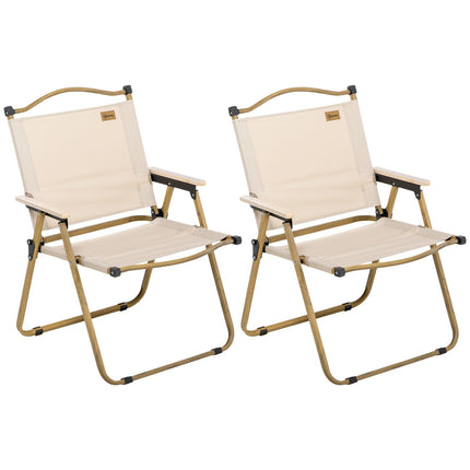 Klappbare Khaki-Campingstühle, 2er-Set – Stahlrahmen, Oxford