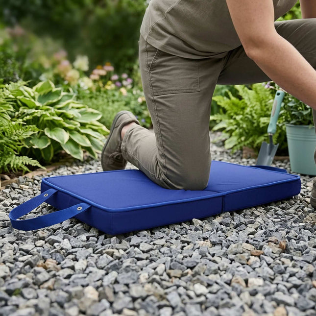Genouillère pliable avec poignées – Bleu foncé, mousse