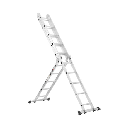 Folding Ladder, 7-in-1 Aluminum, 19ft Reach, 330 lb
