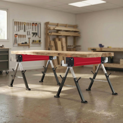 Chevalets de sciage pliables en métal, capacité de 1160 kg, hauteur réglable