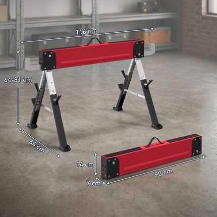 Chevalets de sciage pliables en métal, capacité de 1160 kg, hauteur réglable