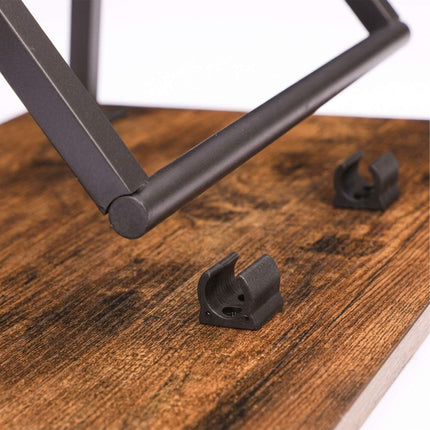 Table pliante en métal avec plateau effet bois, 66,5 × 48 × 36 cm