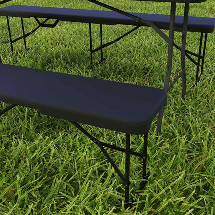 Klappbare Outdoor-Bank, HDPE, 240 kg Tragkraft, Schwarz