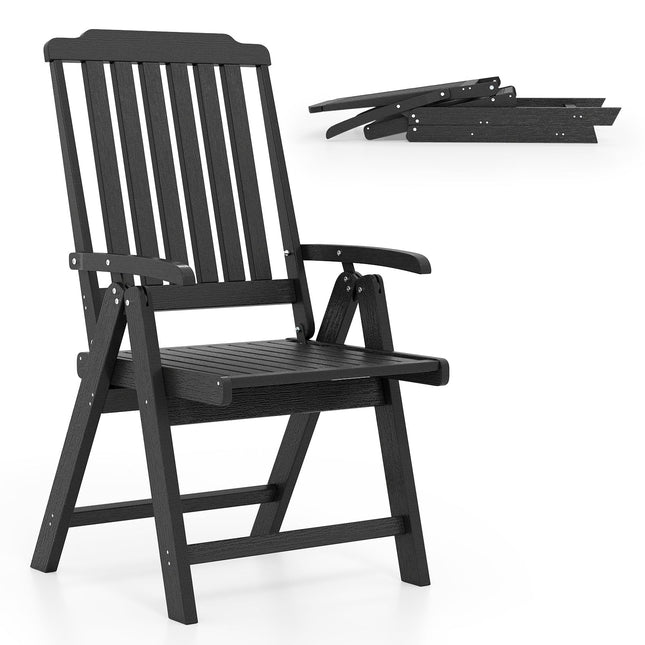 Klappbarer Outdoor-Stuhl, schwarzes HDPE, 150 kg Tragkraft