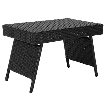 Table basse pliante d'extérieur, noire, en rotin résistant aux intempéries