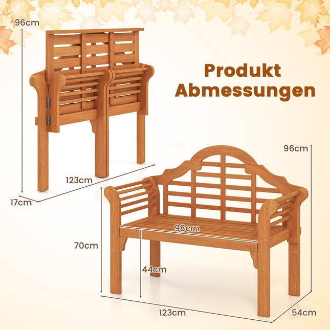 Klappbare Gartenbank aus Akazienholz, 123x54x96 cm