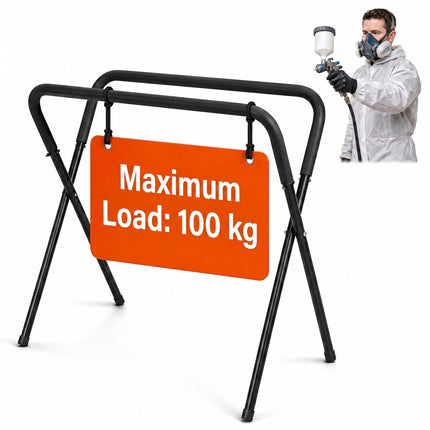 Folding Paint Stand with Padded Top, 100 kg Capacity, Steel, Black