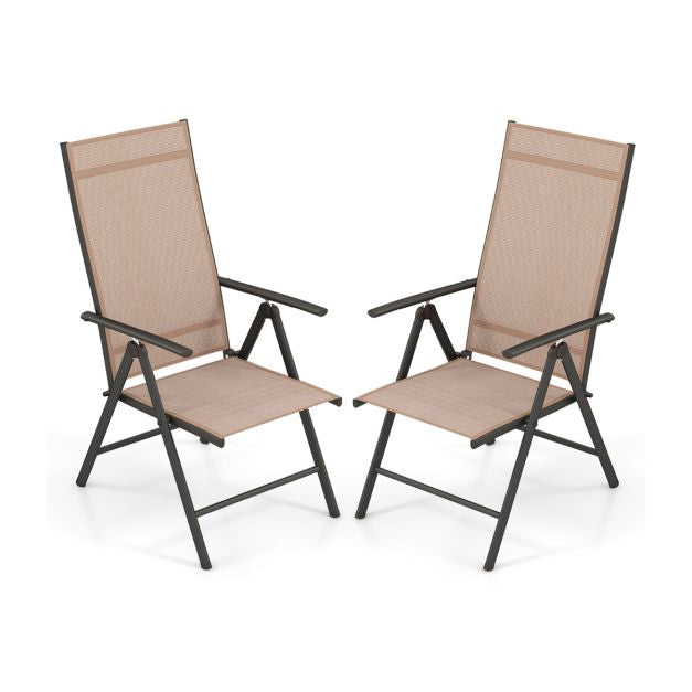 Klappbare Gartenstühle 2er-Set, 7-fach verstellbar, 180 kg, Braun