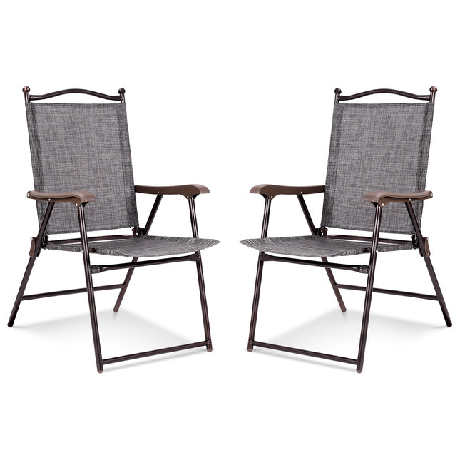 Klappbare Terrassenstühle 2er-Set mit Armlehnen, Grau