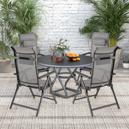 Klappbare Terrassenliegen, 2er-Set, verstellbare Fußstütze, Grau