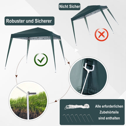 Grünes Pavillonzelt aus Stahl, klappbar, mit Tragetasche 2,4x2,4m