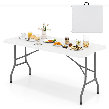 Table de pique-nique pliante de 1,5 m, plateau en PEHD imitation bois, pieds antidérapants