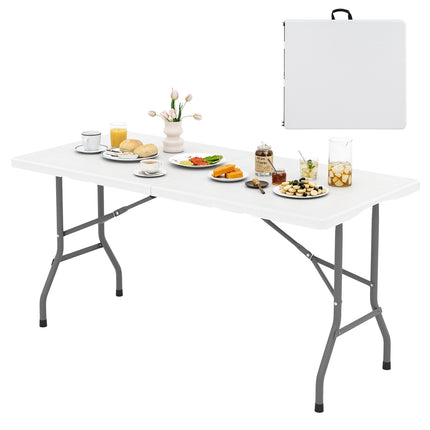 Table de pique-nique pliante de 1,5 m, plateau en PEHD imitation bois, pieds antidérapants