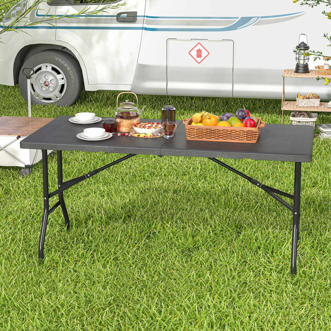 Table de pique-nique pliante, revêtement en PEHD imitation bois, 152 x 70 cm