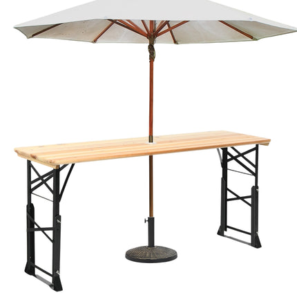 Klappbarer Picknicktisch, Holz, Höhenverstellbar, Schirmloch
