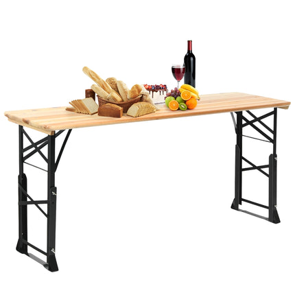 Klappbarer Picknicktisch, Holz, Höhenverstellbar, Schirmloch