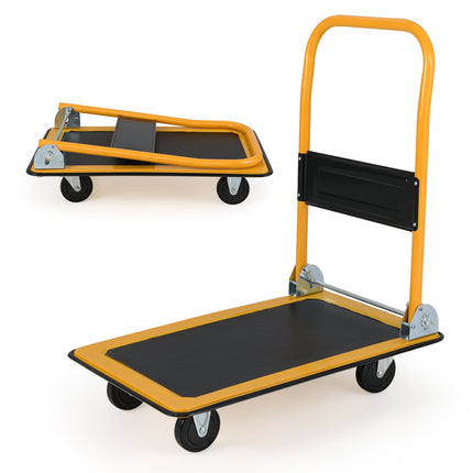 Chariot à plateforme pliable, capacité de 150 kg, roues pivotantes à 360°