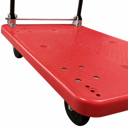 Chariot à plateforme pliable, capacité de 300 kg – Rouge