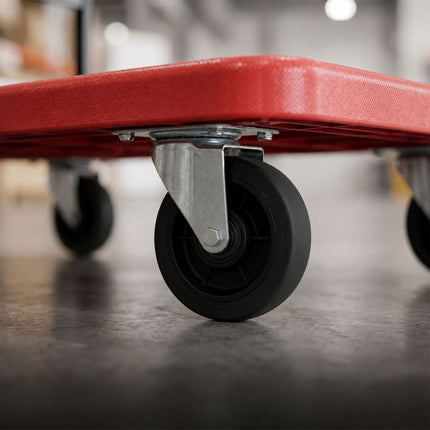 Chariot à plateforme pliable, capacité de 300 kg – Rouge