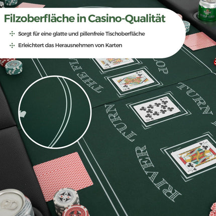 Table de poker pliante pour 8 joueurs avec porte-gobelets
