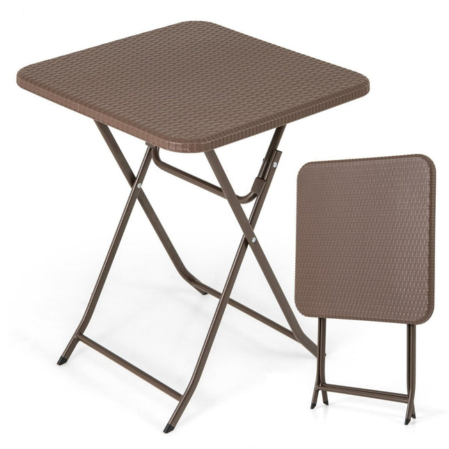Table pliante en rotin avec plateau en PEHD 60 x 60 cm
