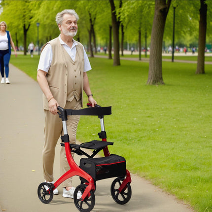 Folding Rollator Walker With Seat, 4-Wheel, 300 lb