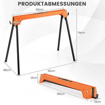 Klapp-Sägebock-Set, Metallgestell, 600kg Tragkraft, Orange