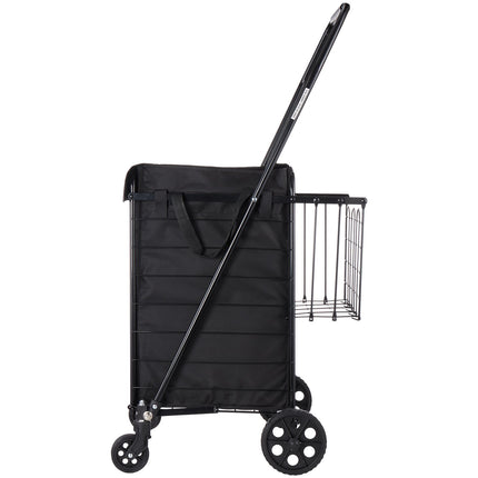 Folding Shopping Cart, Dual Baskets, 45 kg Capacity