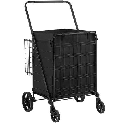 Folding Shopping Cart, Waterproof Liner, Dual Basket