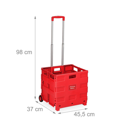 Chariot de courses pliable avec poignée télescopique, capacité de 35 kg