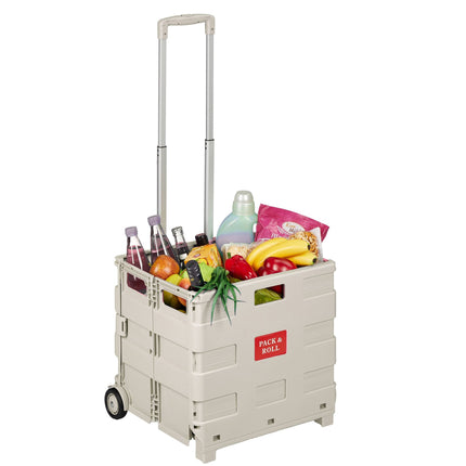 Faltbarer Einkaufstrolley mit Teleskopgriff, Beige