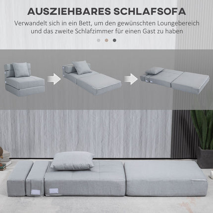 Klappbares Schlafsofa/Sessel – 2-in-1, Hellgrau, 100 kg Tragkraft