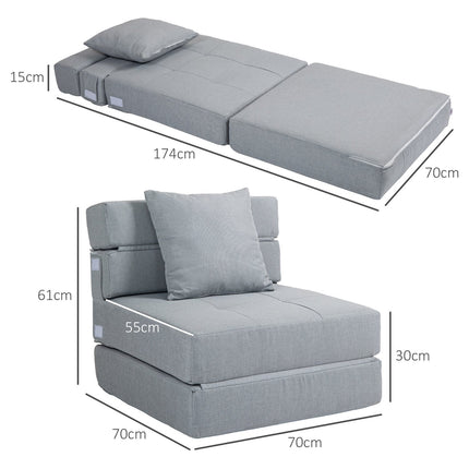 Klappbares Schlafsofa/Sessel – 2-in-1, Hellgrau, 100 kg Tragkraft