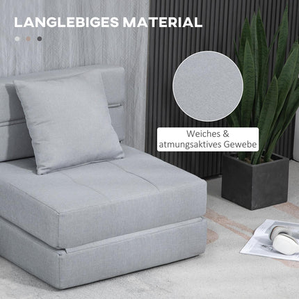 Klappbares Schlafsofa/Sessel – 2-in-1, Hellgrau, 100 kg Tragkraft