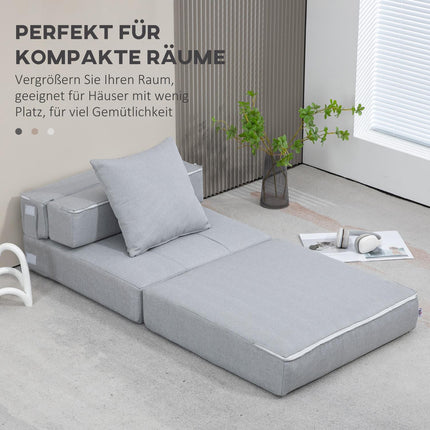 Klappbares Schlafsofa/Sessel – 2-in-1, Hellgrau, 100 kg Tragkraft