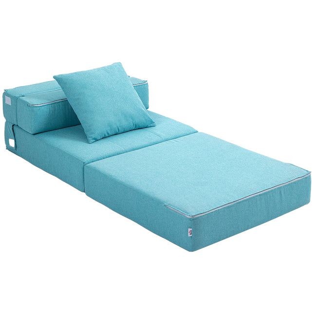 Klappbares Schlafsofa, 2-in-1 Gästebett mit Kissen, blau