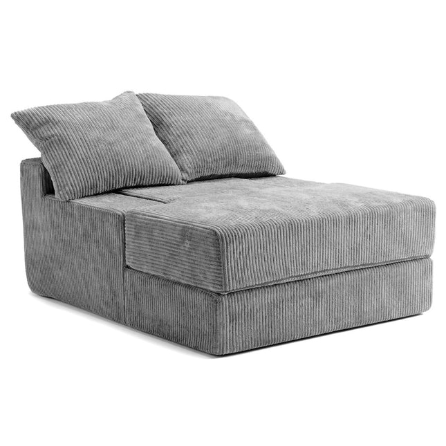 Canapé-lit pliant, fauteuil convertible, gris, 2 oreillers