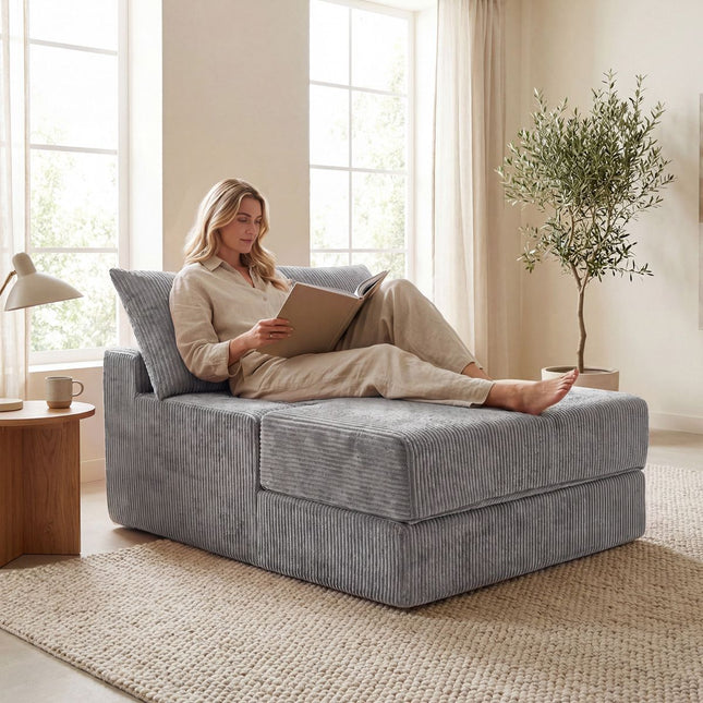 Canapé-lit pliant, fauteuil convertible, gris, 2 oreillers