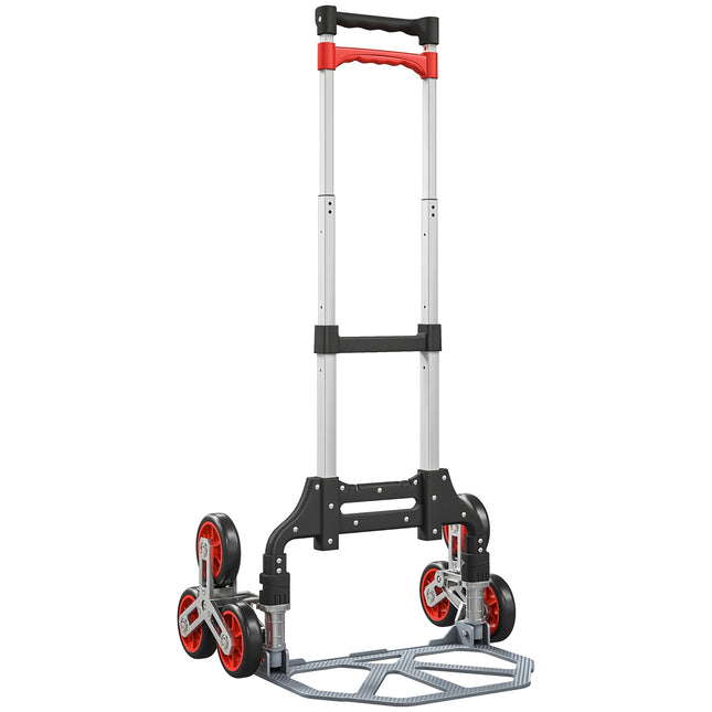 Zusammenklappbarer Treppensteiger-Rollwagen, 6-rädrig, 70 kg Tragkraft, Rot