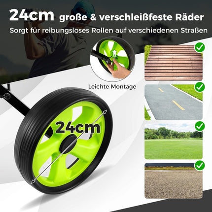 Faltbarer Golf-Stahl-Trolley mit Scorekartenhalter, 2 Räder