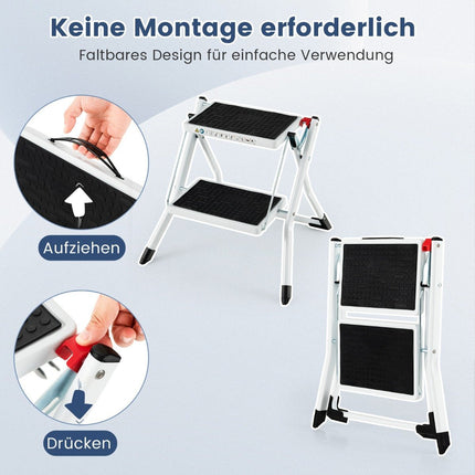 Klapptrittleiter, 2 Stufen, 20 cm breit, 150 kg Tragkraft
