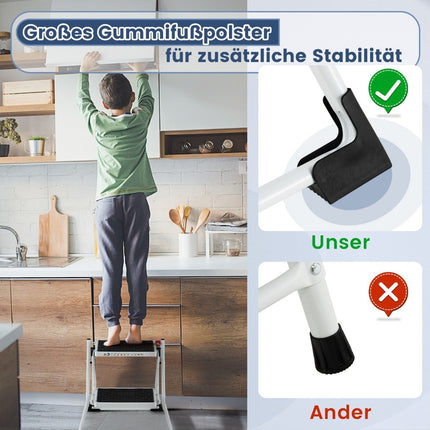 Klapptrittleiter, 2 Stufen, 20 cm breit, 150 kg Tragkraft