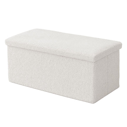 Banc de rangement pliable, tissu Teddy, 2 places