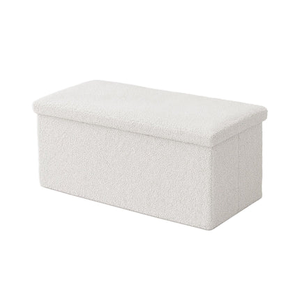 Banc de rangement pliable, tissu Teddy, 2 places